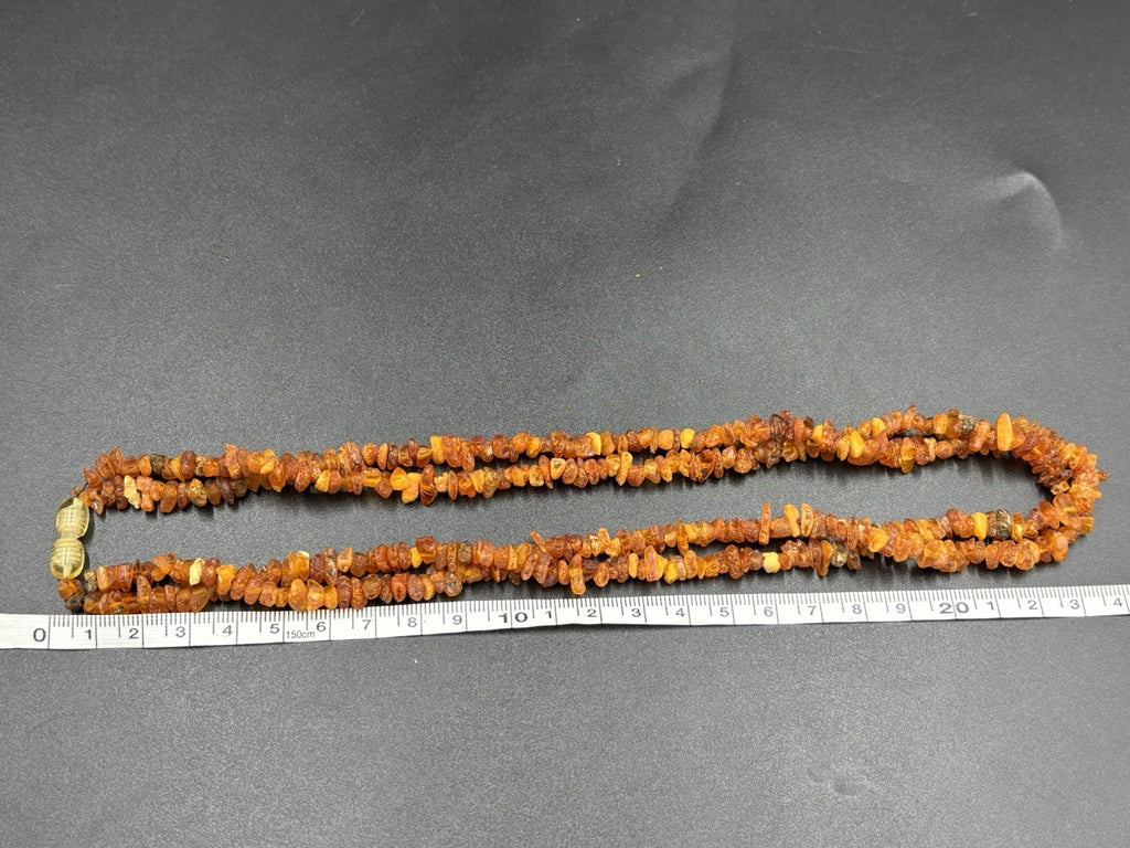 Vintage Baltic Amber Necklace Cognac Nugget Beads Double Strand