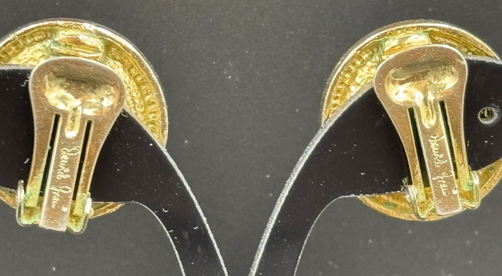 Elegant Vintage DAVID GRAU PARIS Clip-on Earrings - Blue & Gold