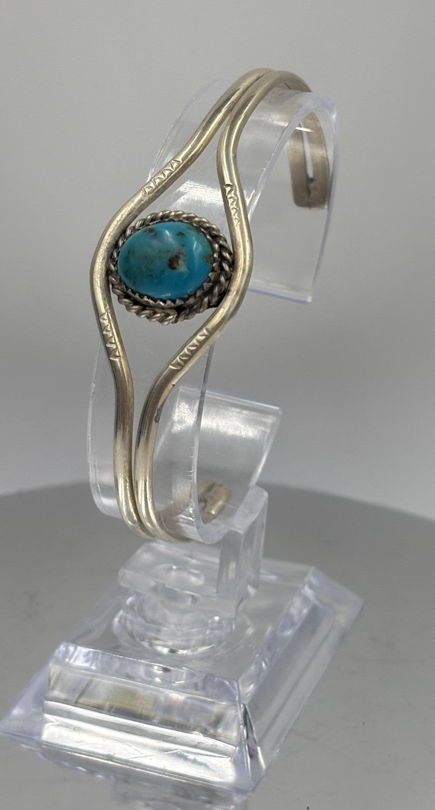 Vintage Sterling Silver Genuine Turquoise Artisan Cuff Bracelet