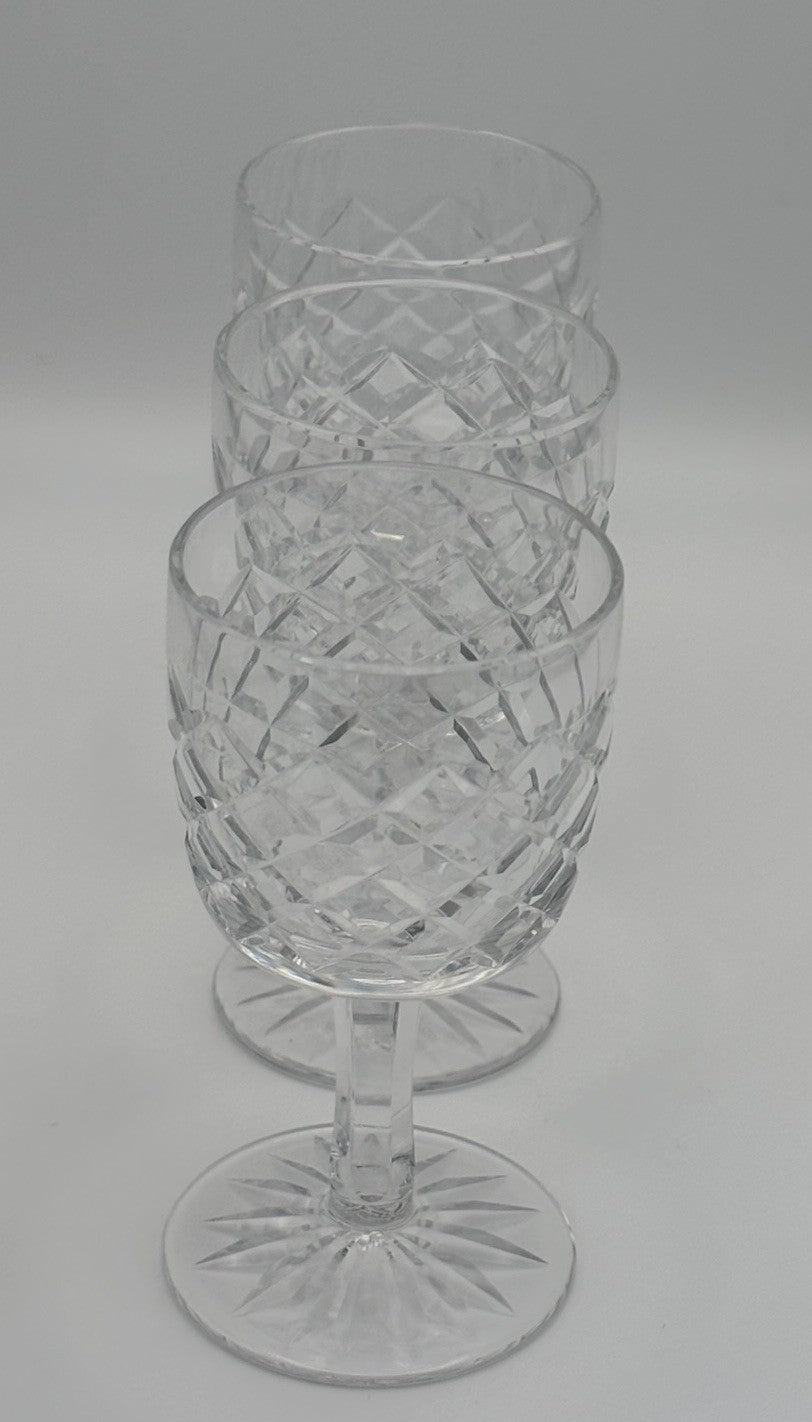 Vintage Bohemia Cut Crystal Diamond Starburst Liqueur Glasses Set of 3