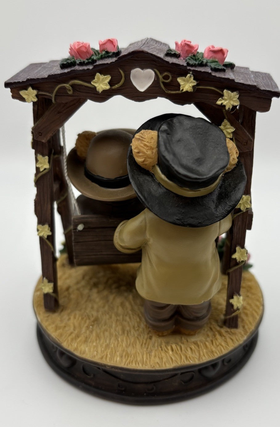 Avon Bear Figurine – Family on Swing with Roses & Wagon