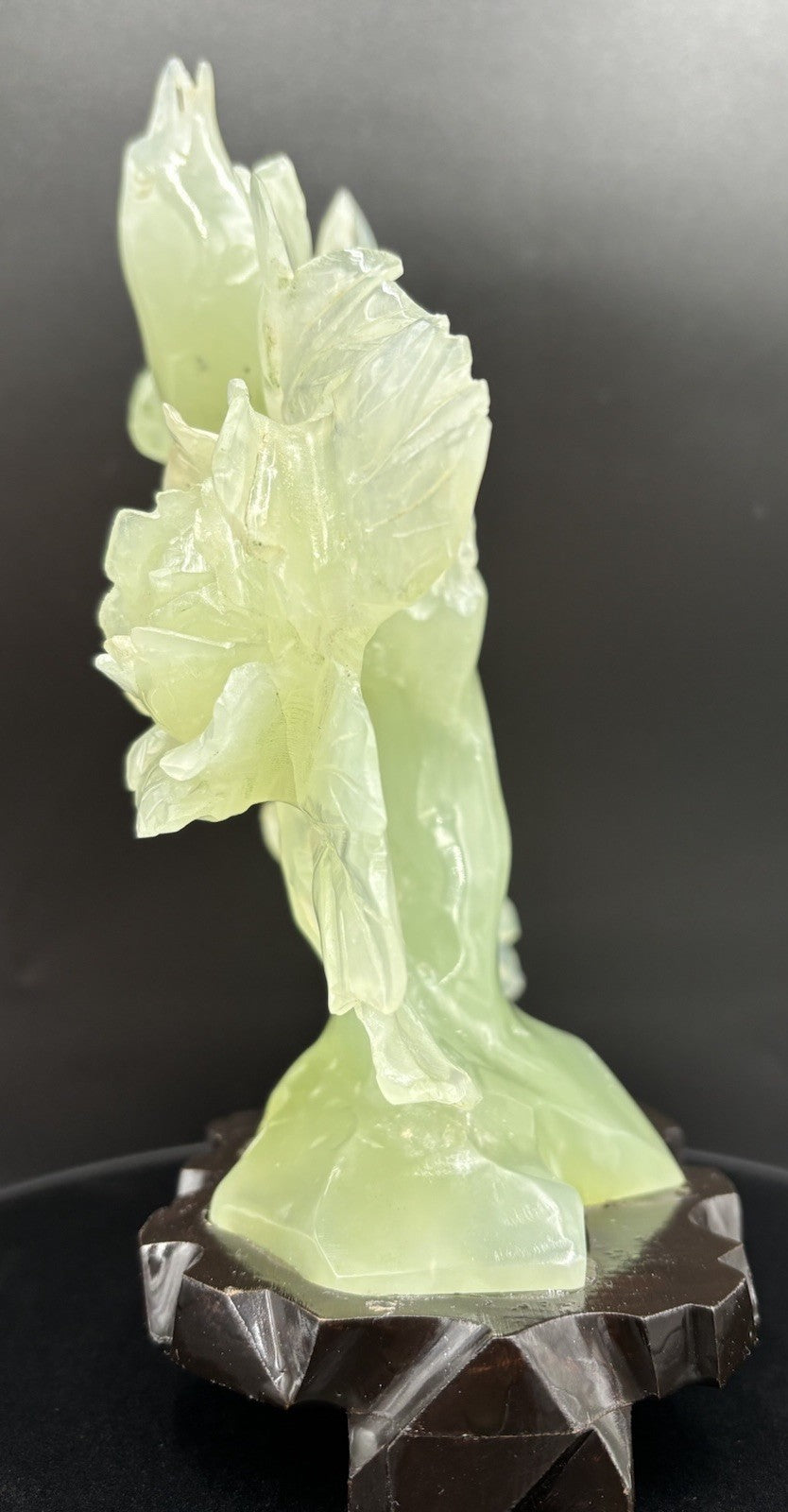 Large Chinese Jadeite Jade Bird Floral Carving Hand Carved Display Sculpture