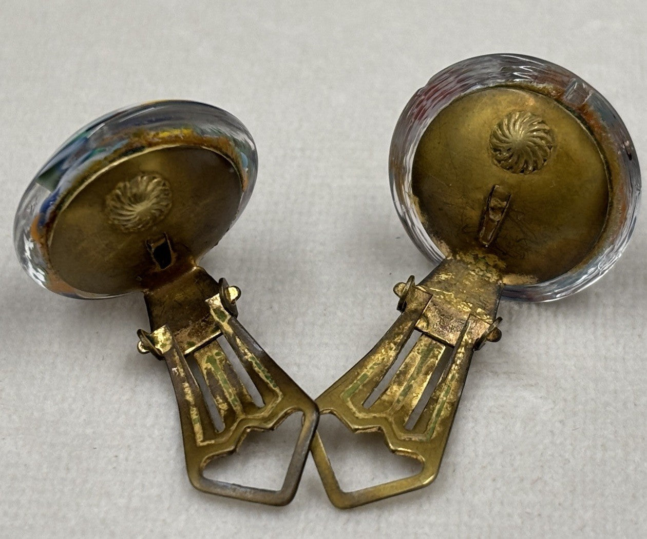 Vintage Murano Glass Clip On Earrings Blown Art Glass