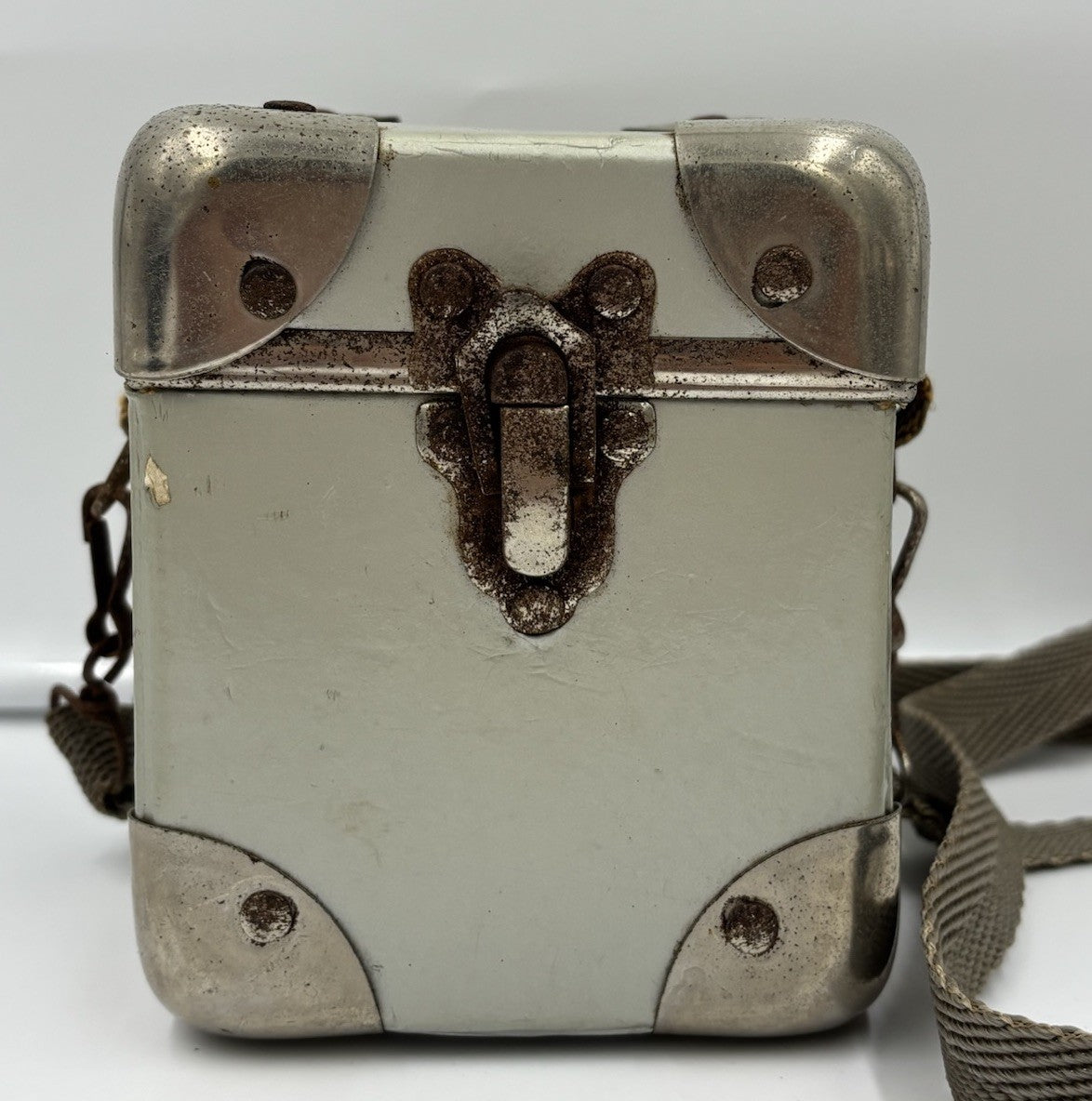 Vintage 1950s Italian Mini Suitcase Travel Case Metal Corners Display Made Italy