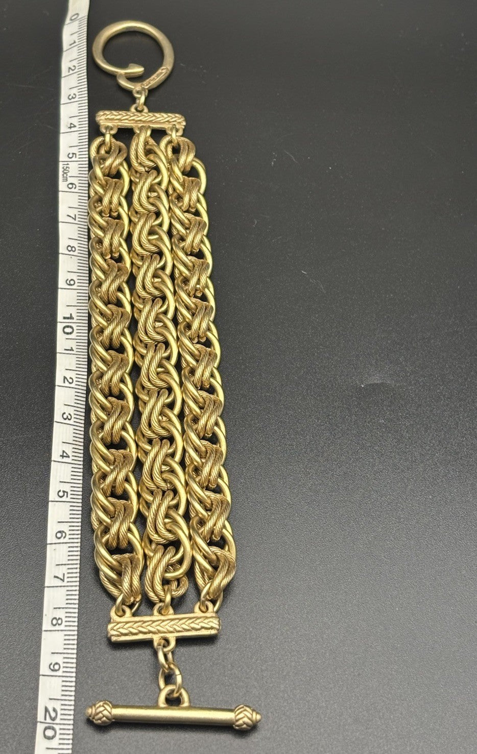 Rare Vintage Oscar De La Renta Multi Chain Bracelet Gold Tone Runway Statement