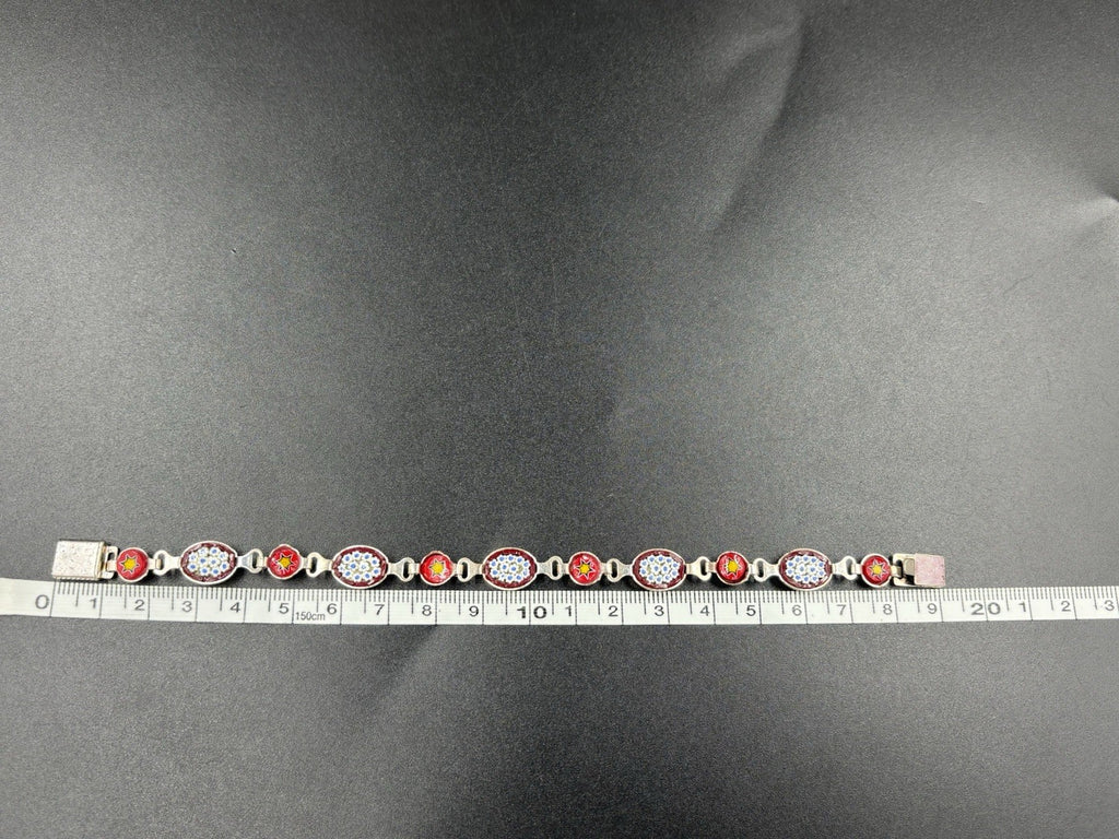 Vintage Italian Micro Mosaic Millefiori Link Bracelet Signed