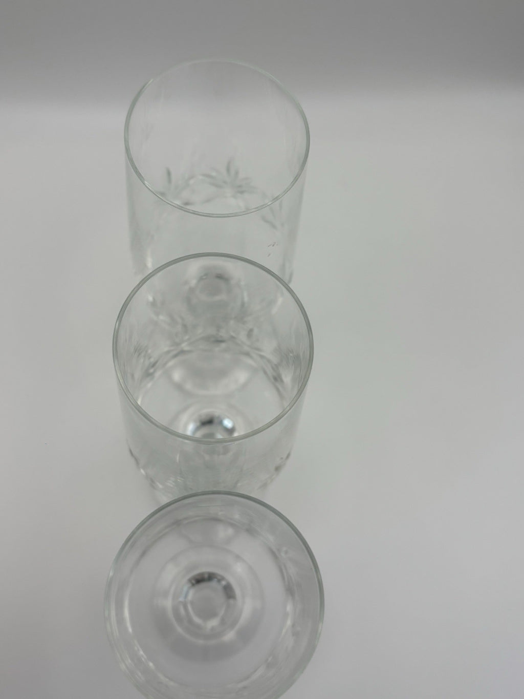 Vintage Cut Crystal Ball Stem Champagne Flutes Set of 3 Glassware
