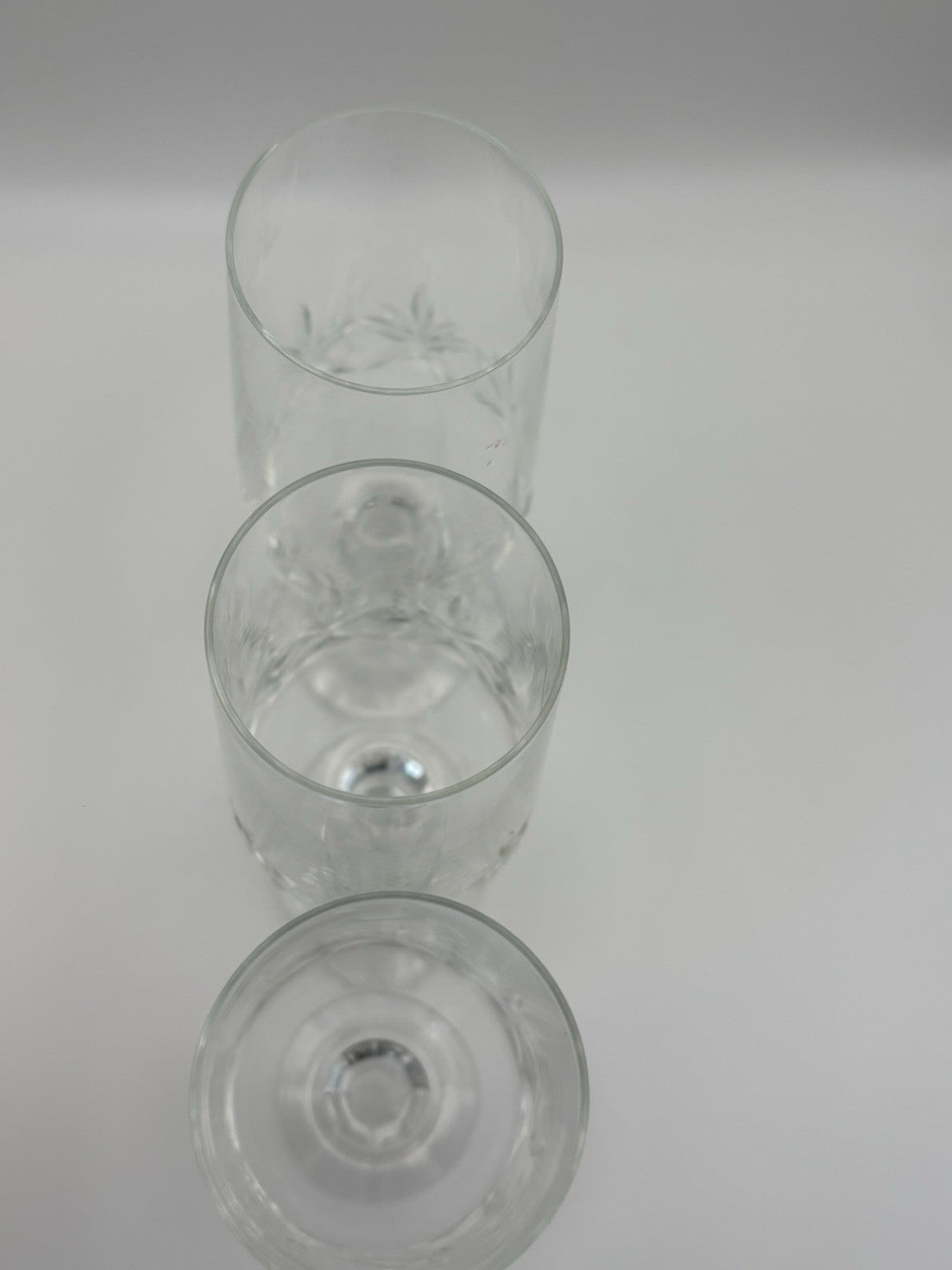 Vintage Cut Crystal Ball Stem Champagne Flutes Set of 3 Glassware