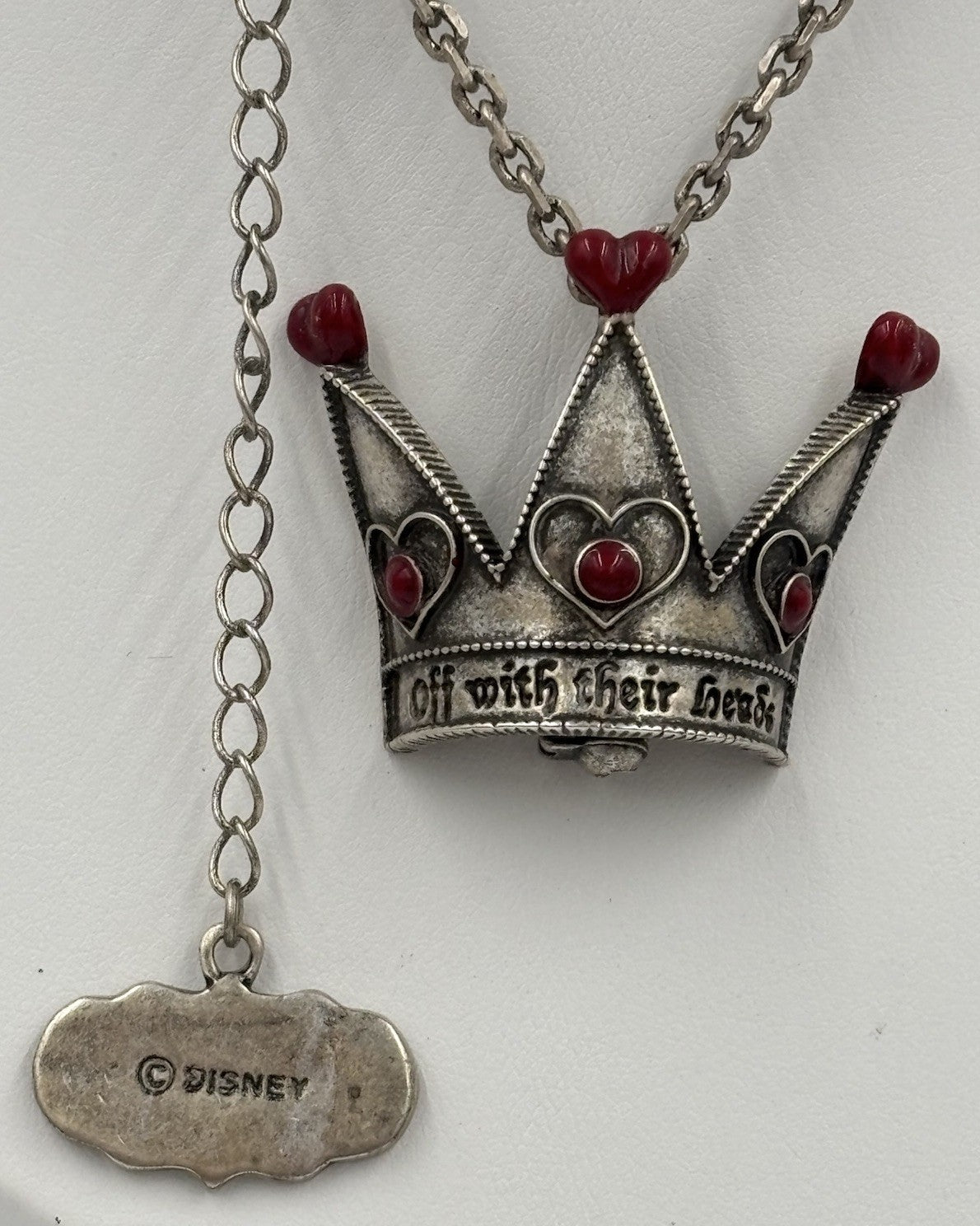 Disney Sterling Queen of Hearts Crown Necklace Off With Their Heads