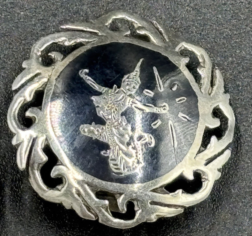 Vintage Siam Sterling Silver Clip On Earrings Thai Dancer Motif