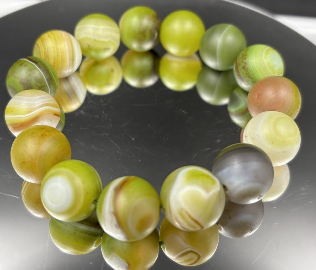 Rare China Inner Mongolia Gobi Eye Agate Bead Stretch Bracelet
