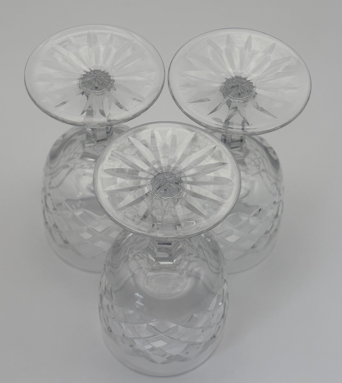 Vintage Bohemia Cut Crystal Diamond Starburst Liqueur Glasses Set of 3