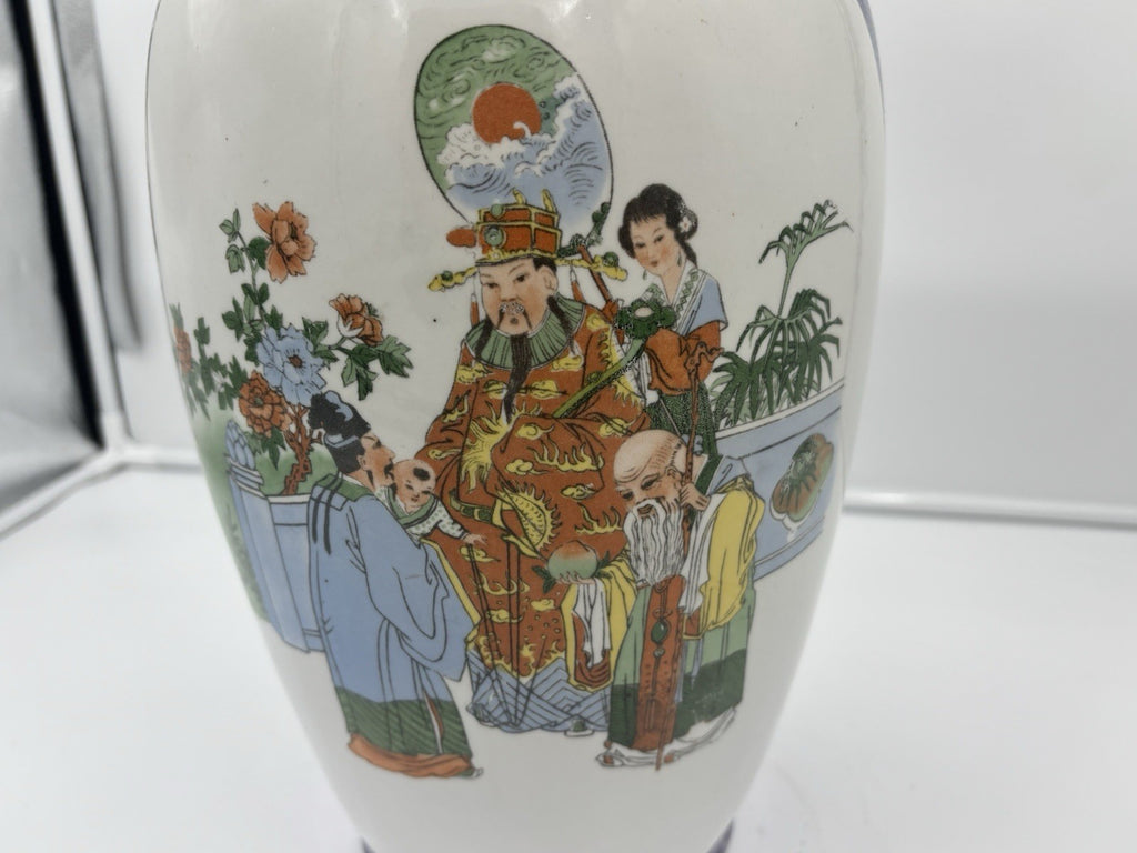 Large Vintage Chinese Porcelain Vase Crane Pine Landscape Hand Painted