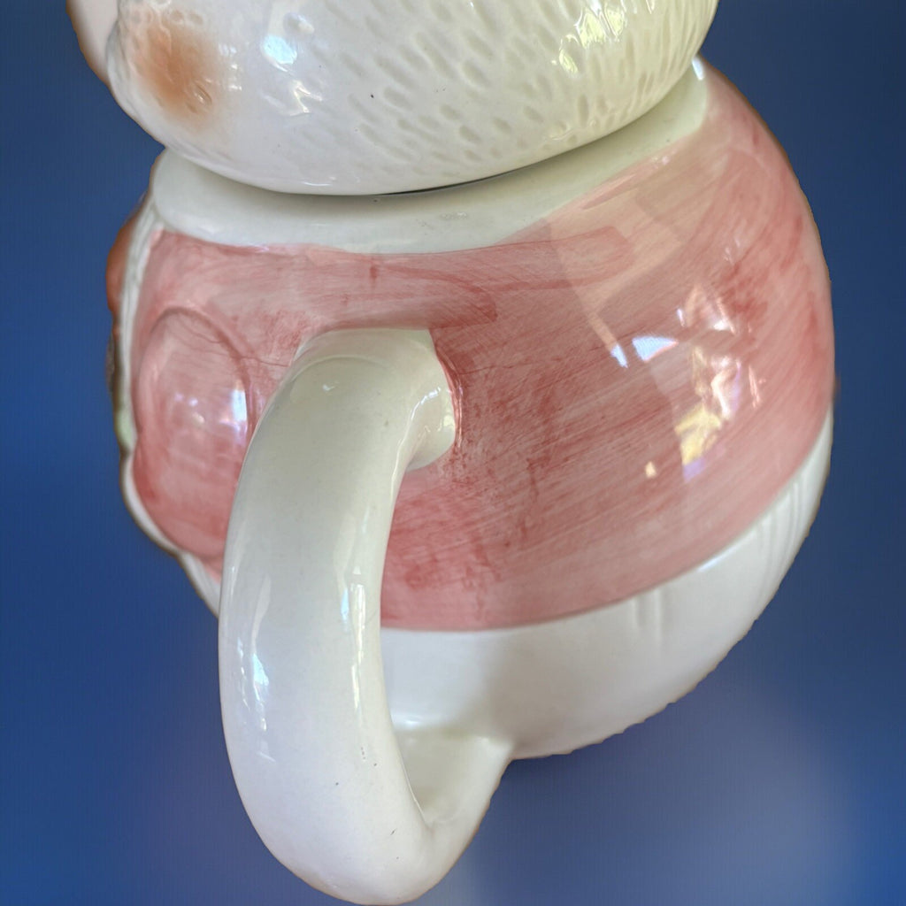 Ron Gordon Kitschy Vintage Ceramic Cat Eating Sausage Teapot 6”
