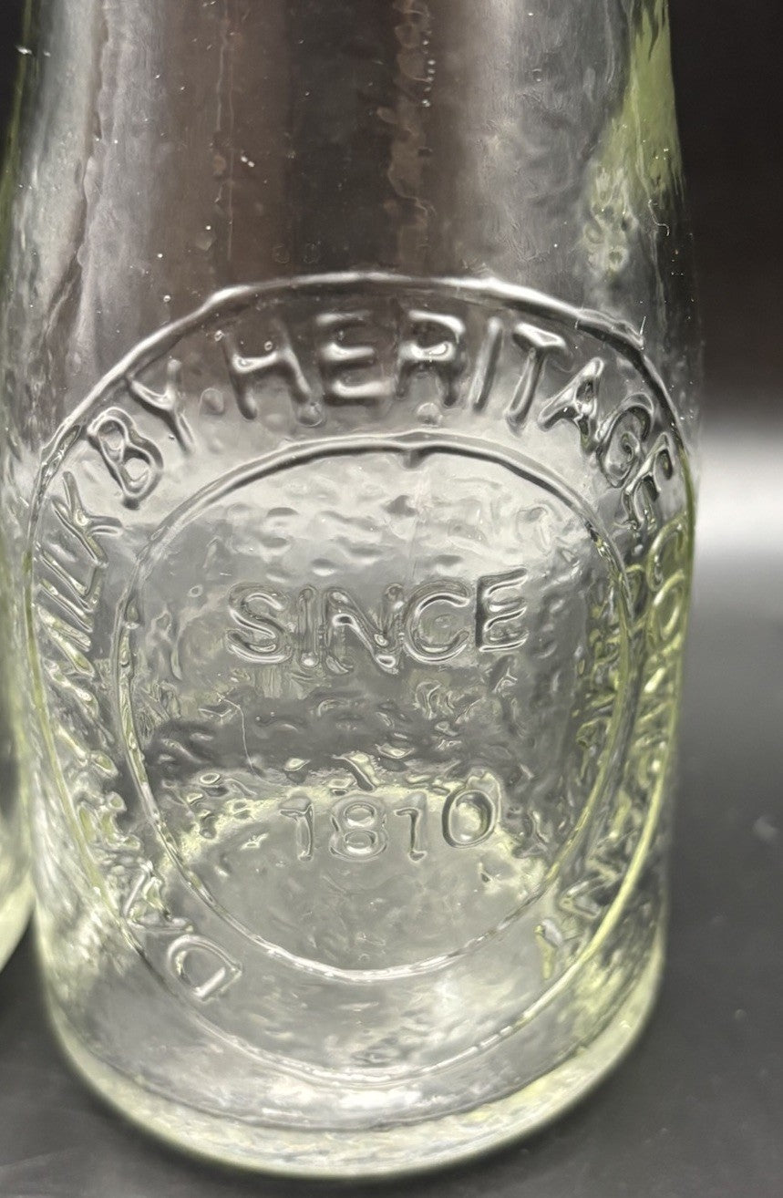 Vintage Style Glass Milk Bottles Derby Heritage Co Since 1810 Pair
