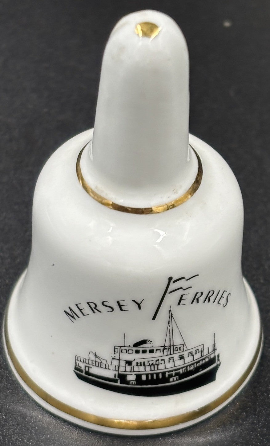 Vtg Fine Bone China Mid Century Porcelain Liverpool Service Bell White & Gold