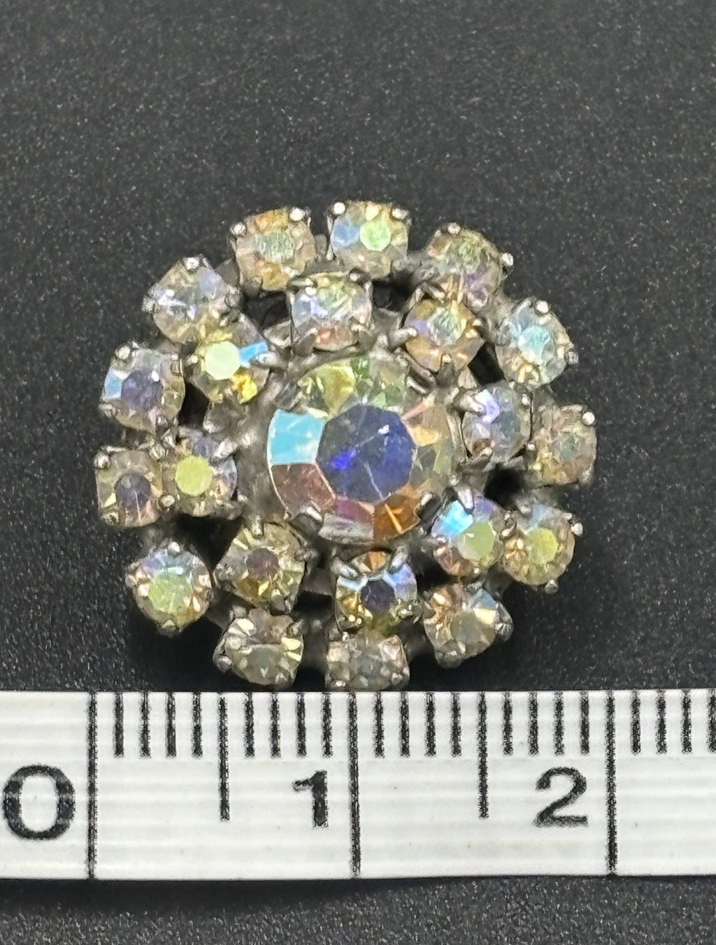 Rare Vintage Aurora Borealis Crystal Cluster Earrings Clip On Couture Statement”