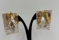 Vintage 1988 Lacombe Signed Ceramic Earrings Gold Luster Postmodern Statement