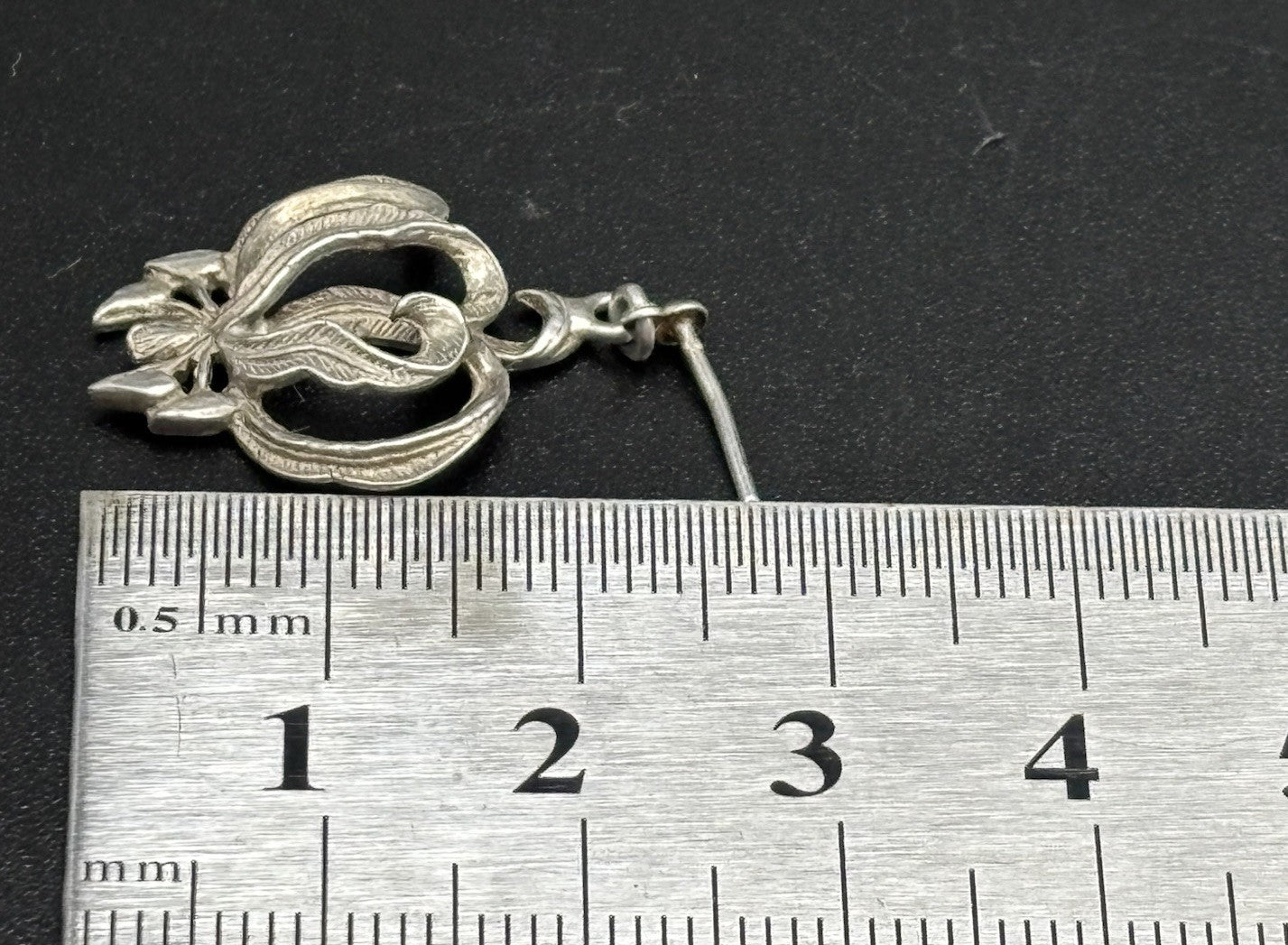 Vintage Sterling Silver Art Nouveau Style Floral Drop Earrings