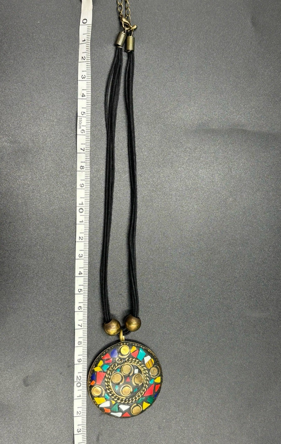 Tibetan Tribal Brass Pendant Necklace Bohemian Handmade Banjara Boho Glass Beads