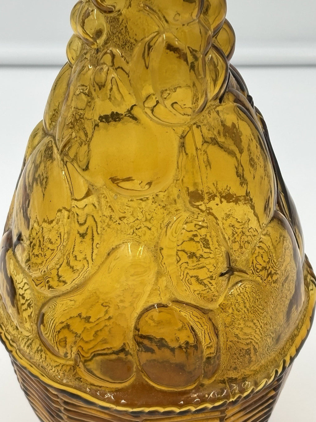 Vintage Empoli Amber Glass Decanter Tall Genie Stopper Large Statement Piece