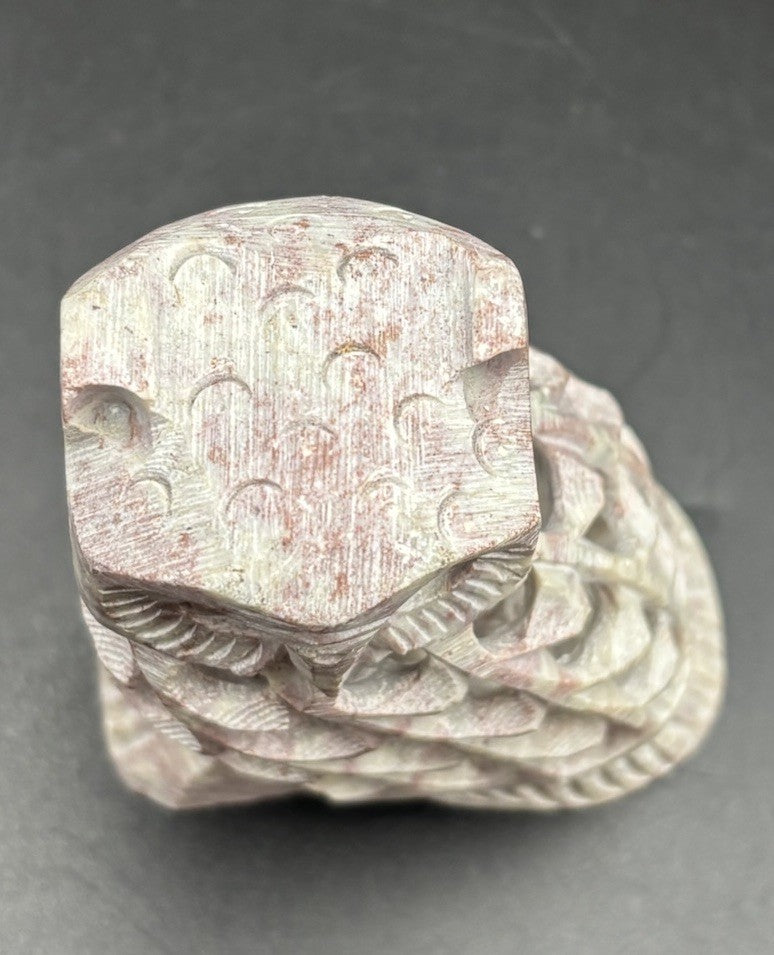 Vintage Chinese Soapstone Carved Owl Figure Pierced Sculpture Feng Shui