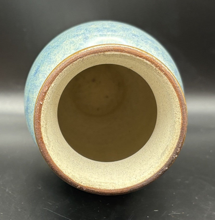 Studio Pottery Vase Signed Bawnton Blue Glaze Australian Ceramic
