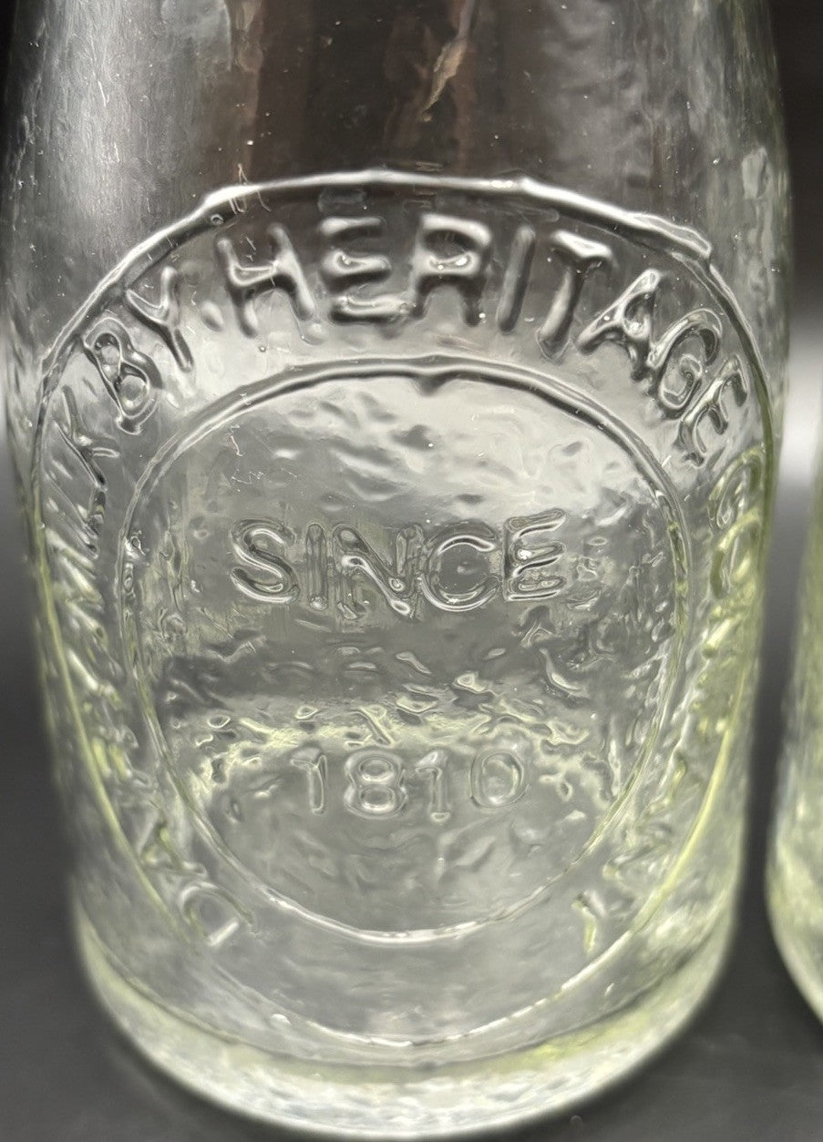 Vintage Style Glass Milk Bottles Derby Heritage Co Since 1810 Pair