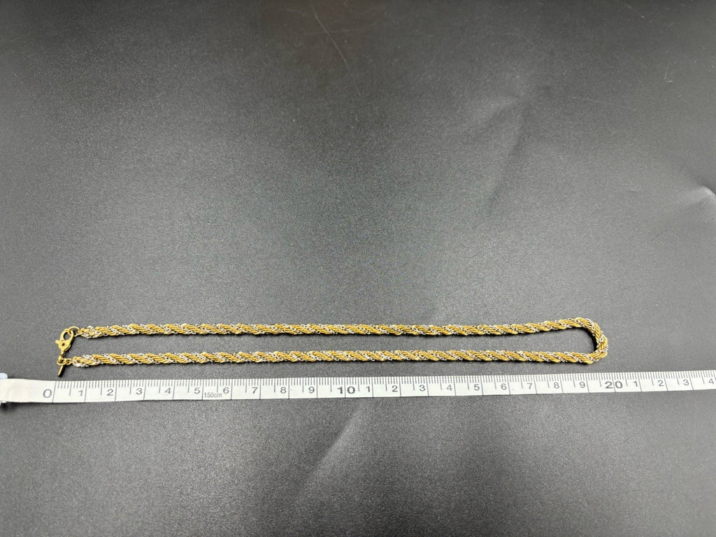 Vintage Monet Two Tone Rope Chain Choker –Signed Gold & Silver Tone Necklace