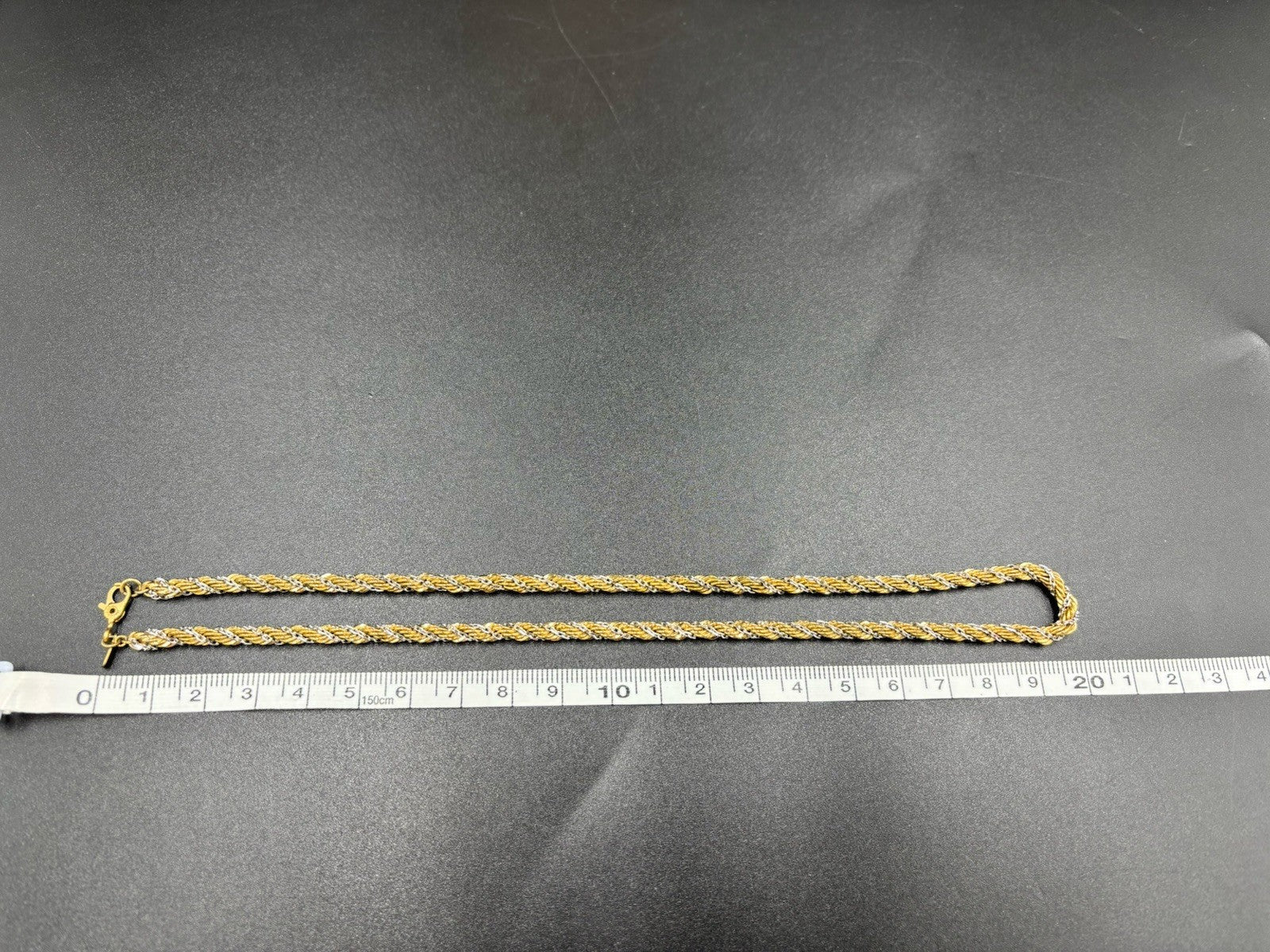 Vintage Monet Two Tone Rope Chain Choker –Signed Gold & Silver Tone Necklace