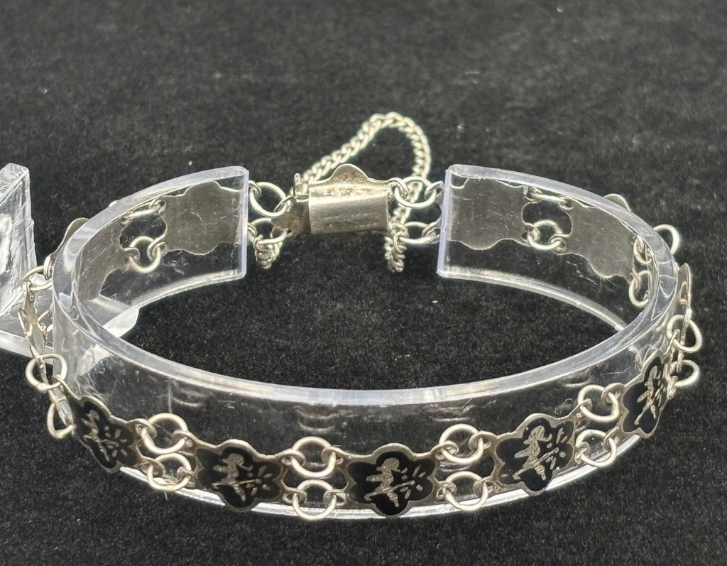 Vintage Siam Sterling Silver Niello Panel Link Bracelet