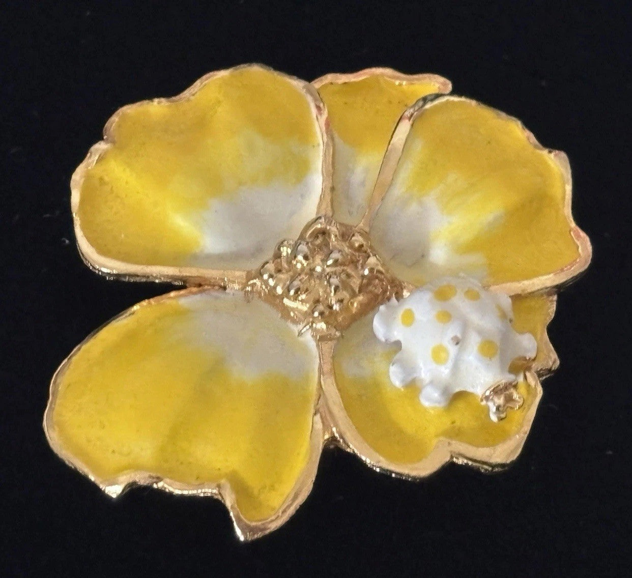 Kenneth Jay Lane KJL Rare Ladybug Pansy Brooch 22K Gold Enamel Signed