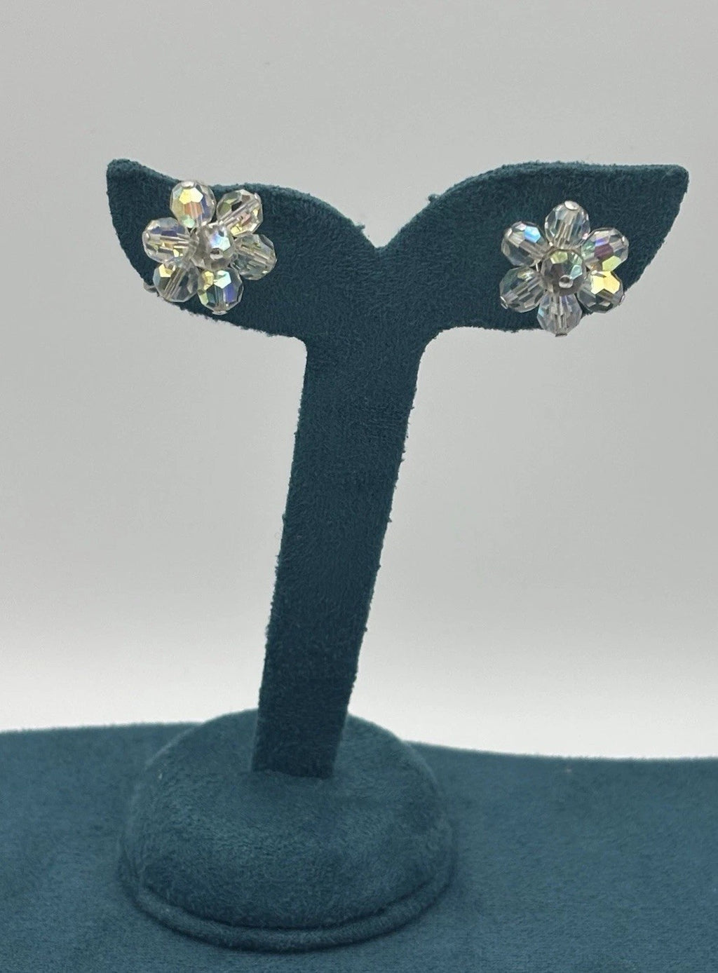 Vintage Aurora Borealis Crystal Parure Necklace Earrings Brooch Set 1950s