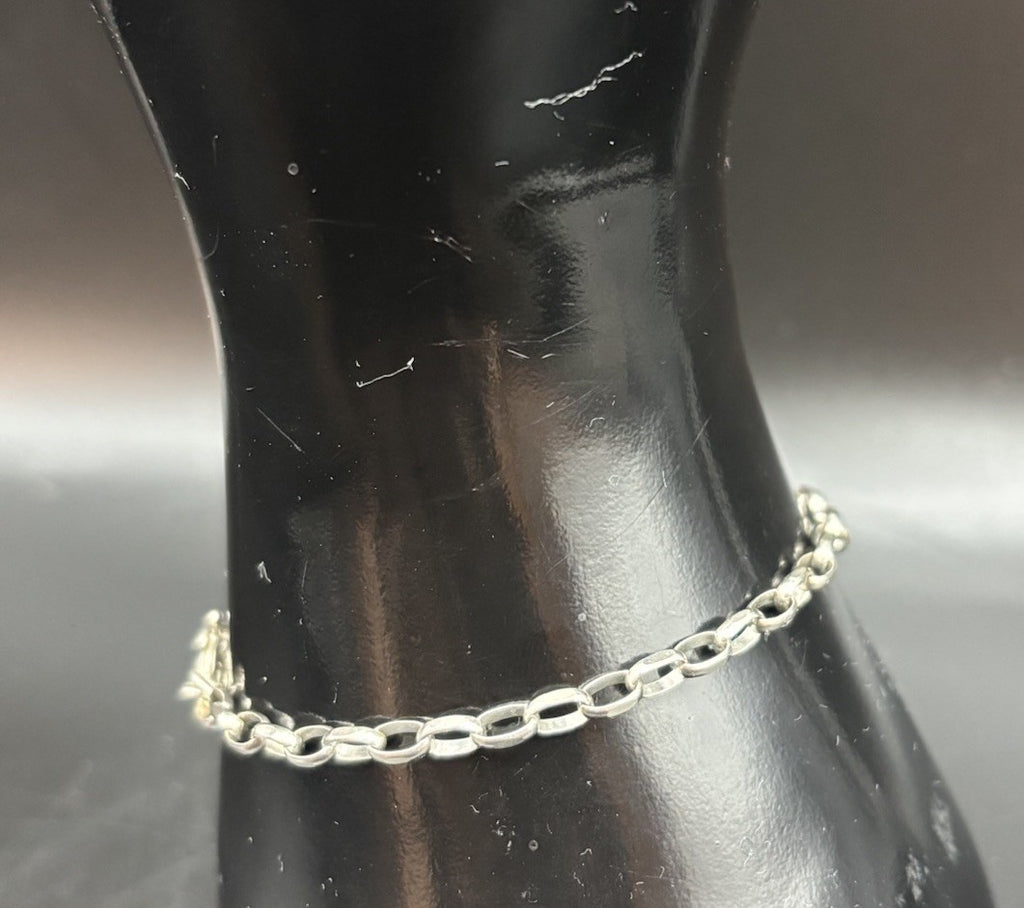 Vintage 925 Sterling Silver Oval Link Bracelet Italy 17cm