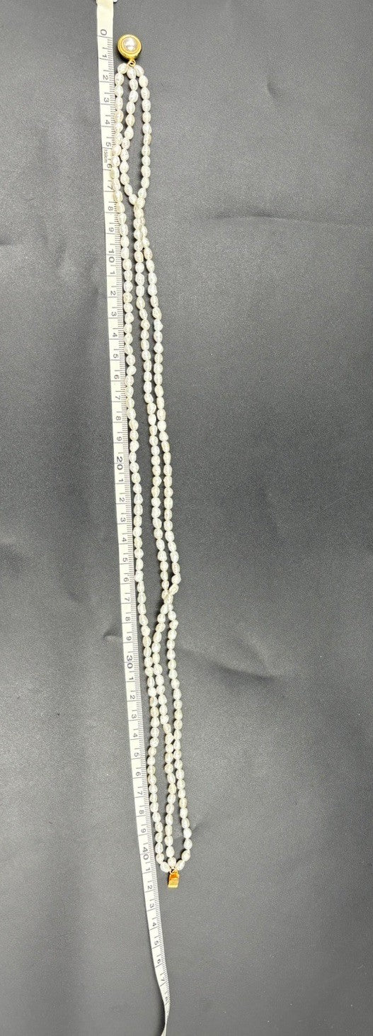 Vintage Cultured Pearl 3 Strand Necklace Bracelet Set 42cm 20cm Gold Clasp