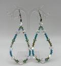 Vintage Sterling Silver Blue Green AB Crystal Dangle Earrings Austrian Crystal