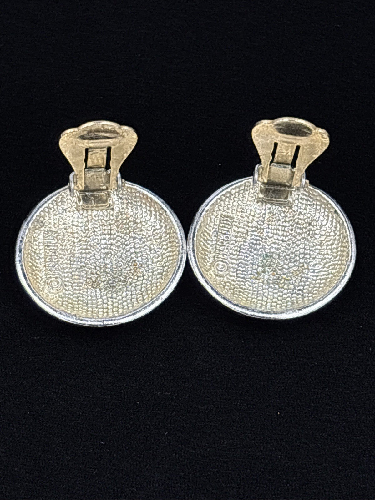 Vintage MARBOUX Clip-On Earrings – Silver-Tone Textured Round Statement