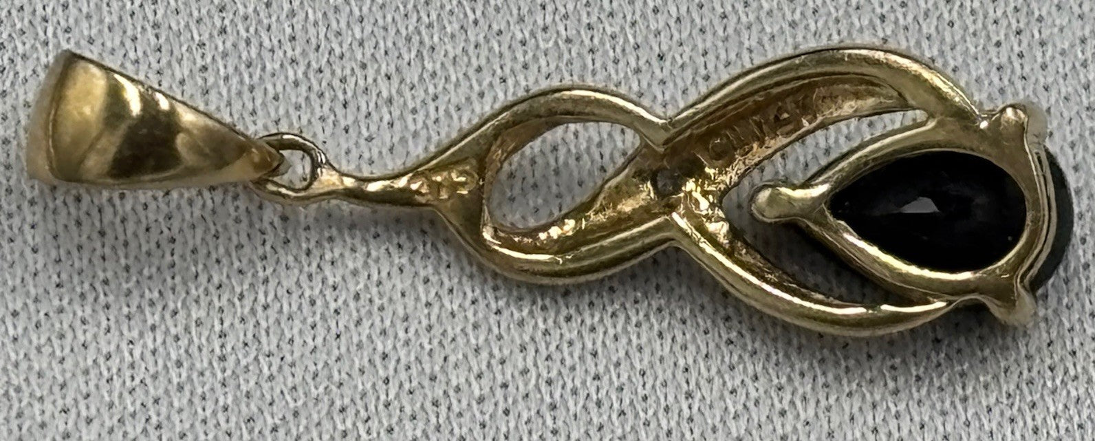 9ct Gold Sapphire Pendant with Diamond Accent Hallmarked 375 Infinity Swirl