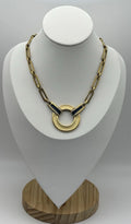 Vintage Monet Necklace Gold Tone Blue Enamel Circle Pendant