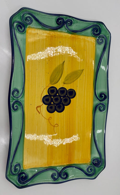 Grape painting detail on 40cm platter