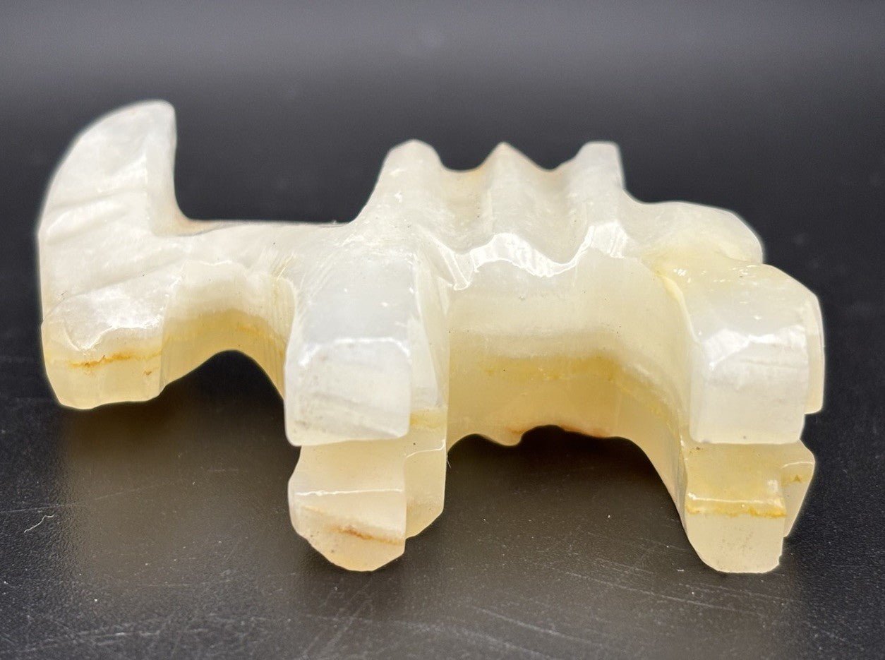 Vintage Hand Carved Onyx Donkey Figurine Banded Calcite Stone Animal