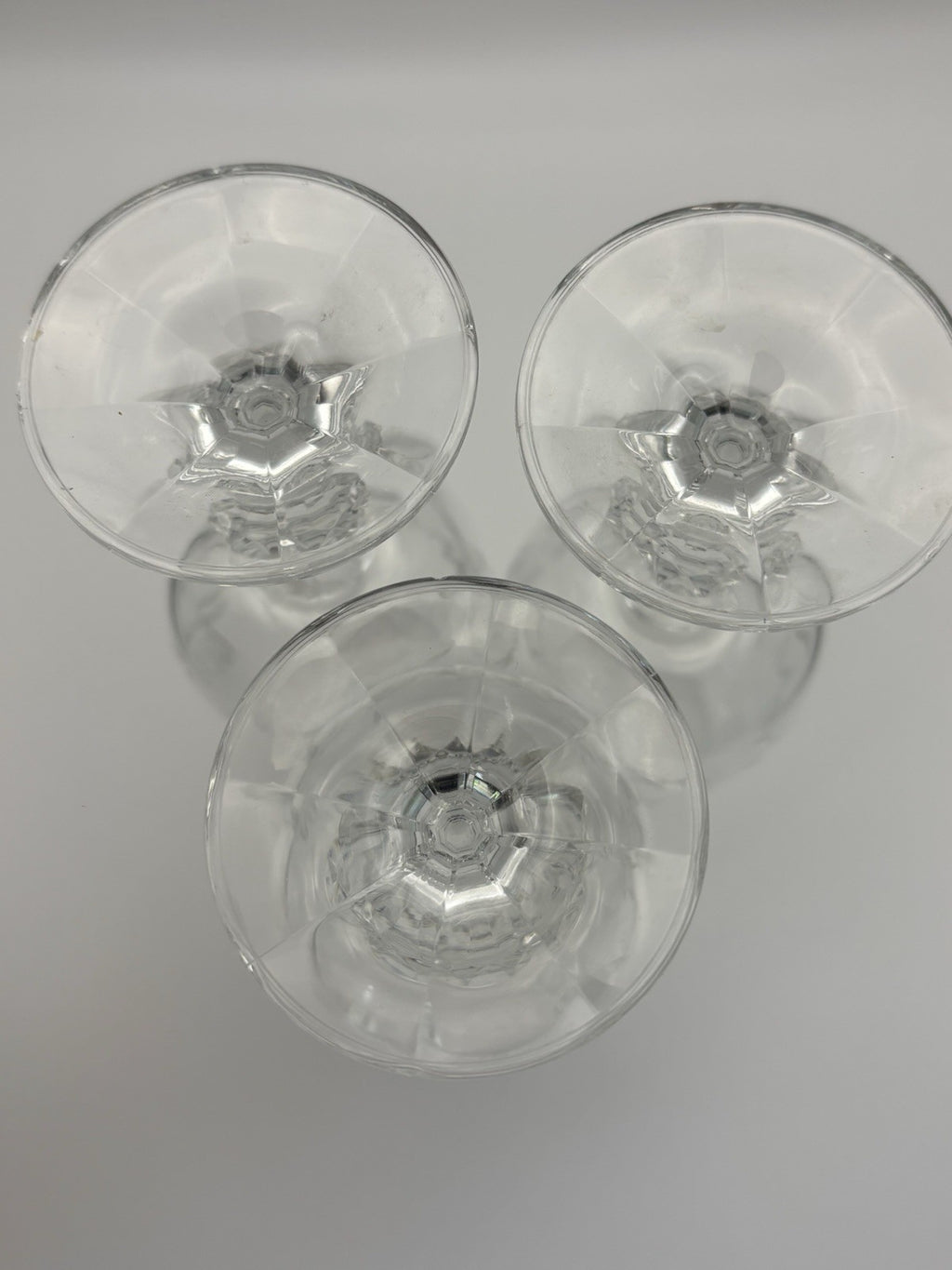 Vintage Cut Crystal Ball Stem Champagne Flutes Set of 3 Glassware