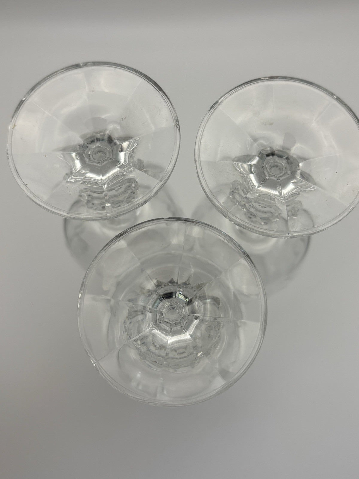 Vintage Cut Crystal Ball Stem Champagne Flutes Set of 3 Glassware