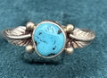 Vintage 925 Sterling Silver Turquoise Feather Ring Size 5.5
