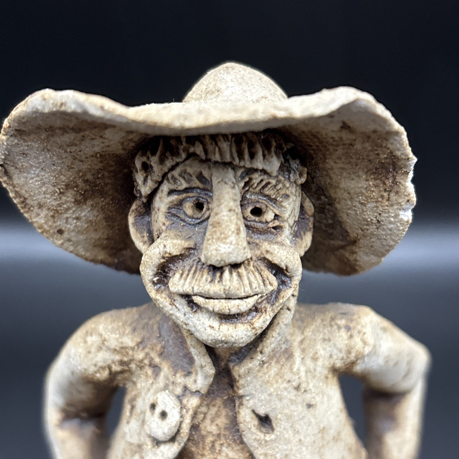 Vintage Studio Pottery Cowboy Figure Folk Art Sculpture Handmade Style