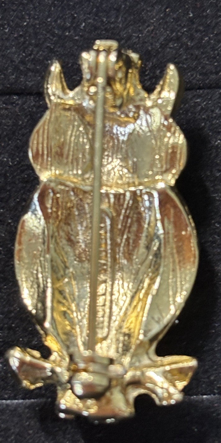 Vintage Hollywood Owl Brooch Gold Tone Figural Enamel Mid Century Jewelry