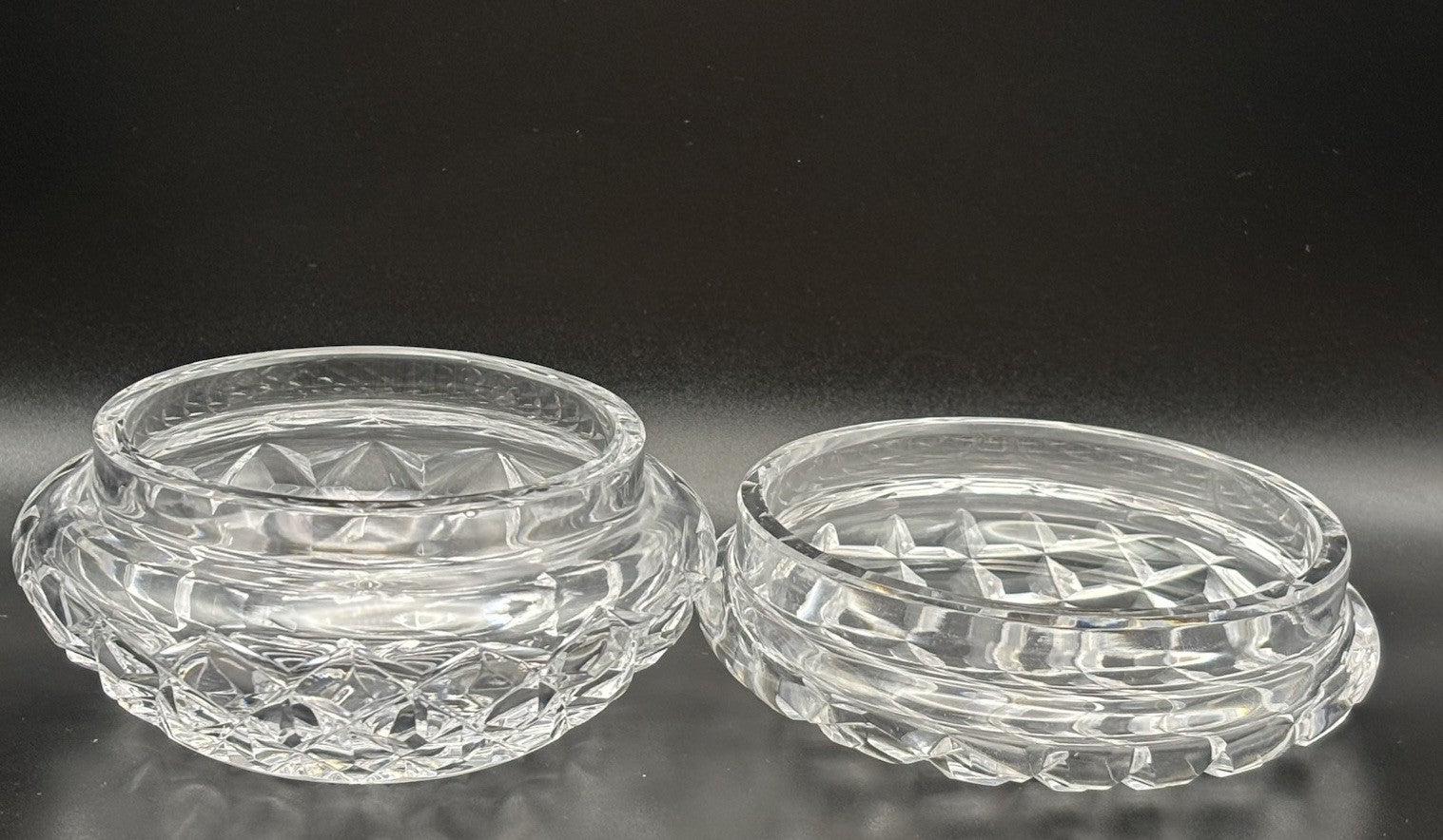 Vintage Heavy Cut Crystal Trinket Box Starburst Base Vanity Dresser Box
