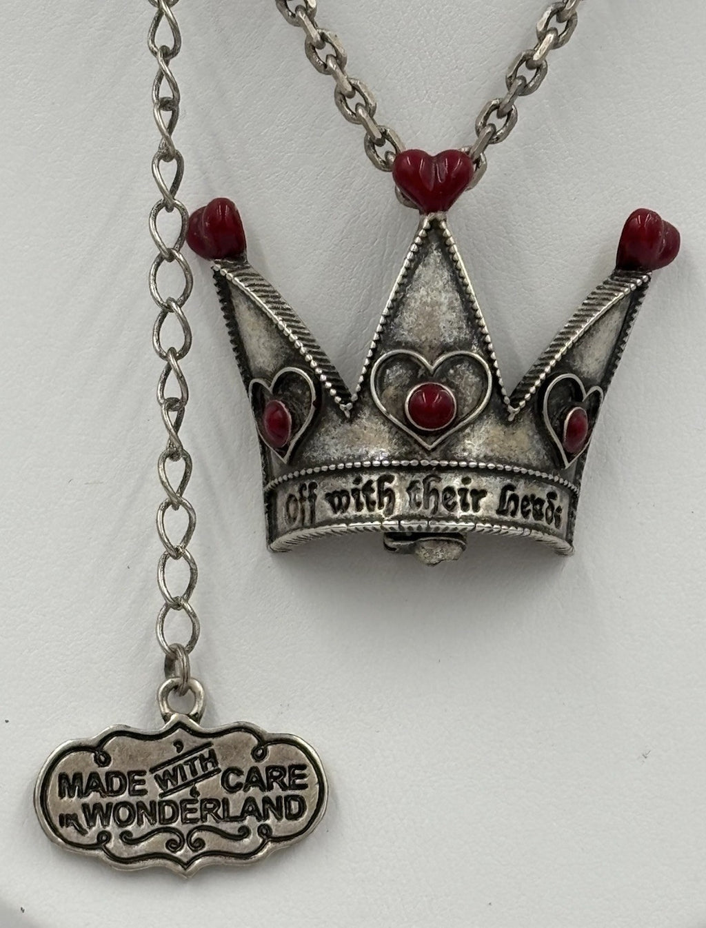 Disney Sterling Queen of Hearts Crown Necklace Off With Their Heads
