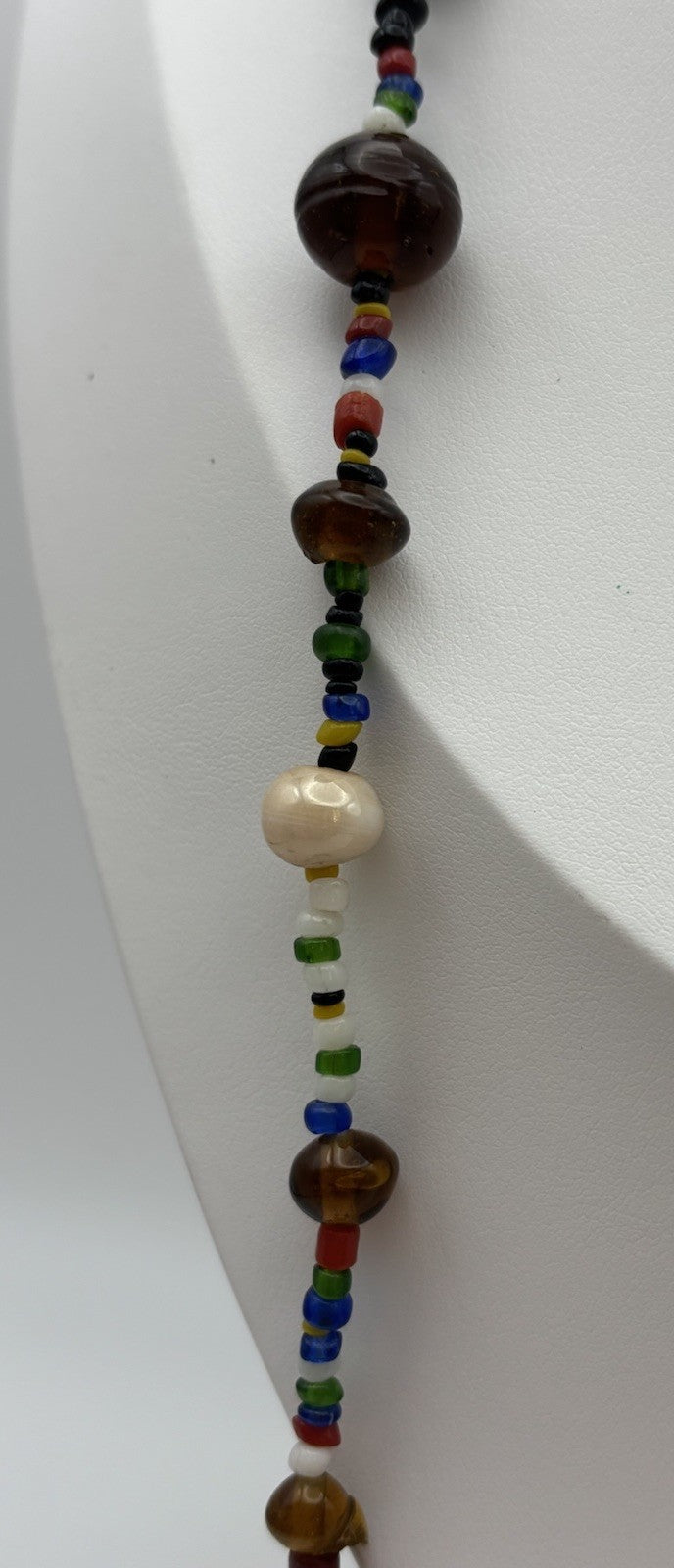 Vintage African Trade Glass Bead Necklace Multicolour Krobo Tribal Ethnic