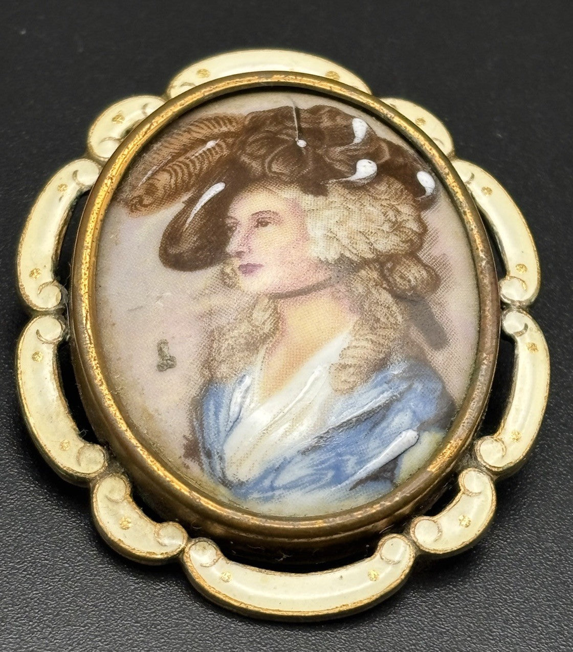 Vintage TLM Thomas L Mott Portrait Brooch Made In England 1930s